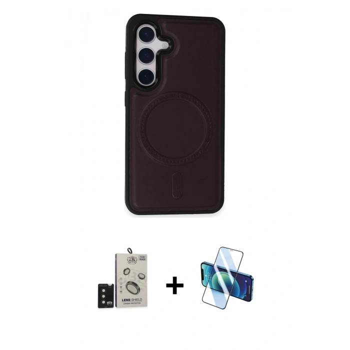 MARSİLYAN™- Galaxy S24 Kılıf Zirve Işık Serisi - Siyah 3D Antistatik Seramik Nano Ekran Koruyucu + Bilvis Titan Kamera Lens - SH