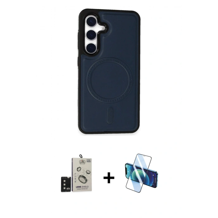 MARSİLYAN™- Galaxy S24 Kılıf Zirve Işık Serisi - Siyah 3D Antistatik Seramik Nano Ekran Koruyucu + Bilvis Titan Kamera Lens - SH
