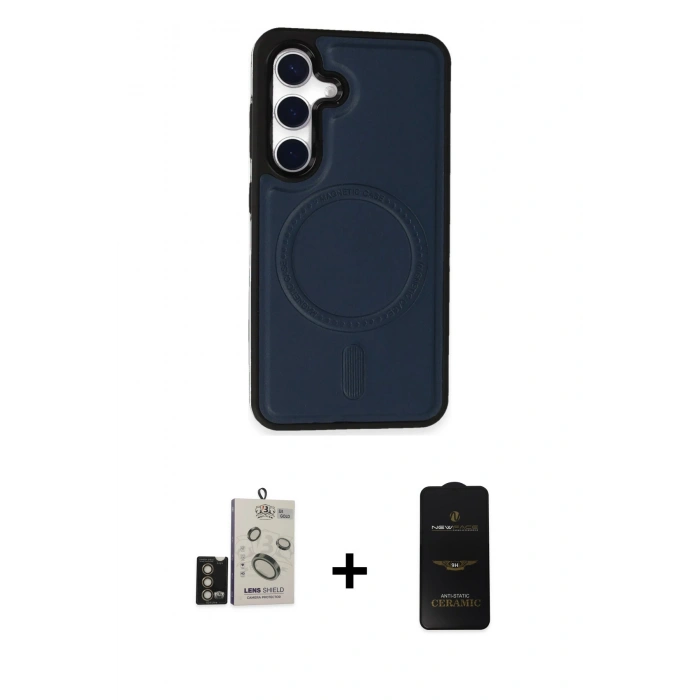 MARSİLYAN™- Galaxy S24 Kılıf Zirve Işık Serisi - Siyah 6D Antistatik Mat Seramik Hayalet Nano Ekran Koruyucu + Bilvis Titan Kamera Lens - GD