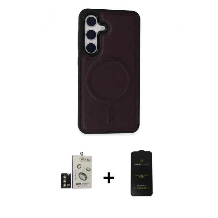 MARSİLYAN™- Galaxy S24 Kılıf Zirve Işık Serisi - Siyah 6D Antistatik Mat Seramik Hayalet Nano Ekran Koruyucu + Bilvis Titan Kamera Lens - GD