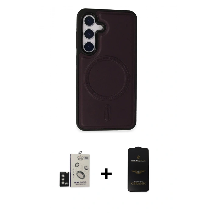 MARSİLYAN™- Galaxy S24 Kılıf Zirve Işık Serisi - Siyah 6D Antistatik Mat Seramik Hayalet Nano Ekran Koruyucu + Bilvis Titan Kamera Lens - TMGI