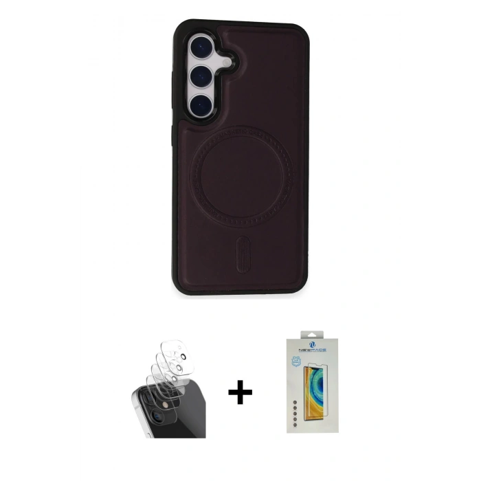 MARSİLYAN™- Galaxy S24 Kılıf Zirve Işık Serisi - Siyah Polymer Nano Ekran Koruyucu + Kamera Lens Koruma Cam - SF