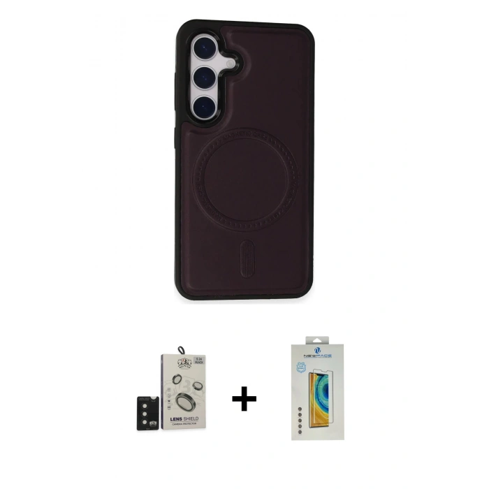 MARSİLYAN™- Galaxy S24 Kılıf Zirve Işık Serisi - Siyah Polymer Nano Ekran Koruyucu + Bilvis Titan Kamera Lens - SH