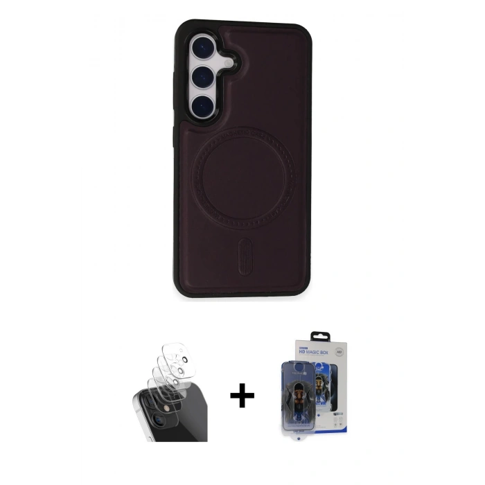 MARSİLYAN™- Galaxy S24 Kılıf Zirve Işık Serisi - Siyah Vanessa Magic Cam + Kamera Lens Koruma Cam - SF