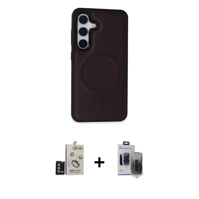 MARSİLYAN™- Galaxy S24 Kılıf Zirve Işık Serisi - Siyah Vanessa Magic Hayalet Cam + Bilvis Titan Kamera Lens - DNMR
