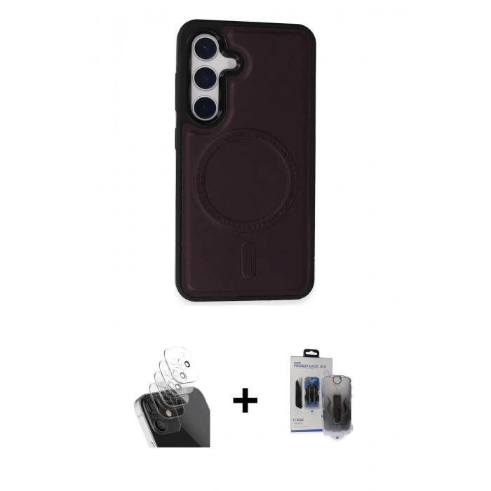 MARSİLYAN™- Galaxy S24 Kılıf Zirve Işık Serisi - Siyah Vanessa Magic Hayalet Cam + Kamera Lens Koruma Cam - SF