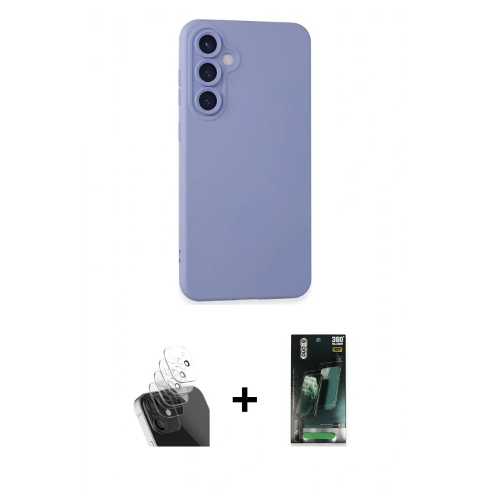 MARSİLYAN™- Galaxy S24 Plus Kılıf Ahenk Serisi - Şeffaf 360 Full Body Arka Koruyucu + Kamera Lens Koruma Cam - SF