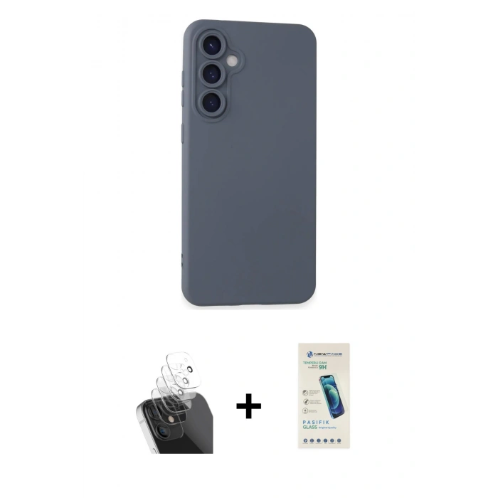 MARSİLYAN™- Galaxy S24 Plus Kılıf Ahenk Serisi - Şeffaf Pasifik Cam Ekran Koruyucu + Kamera Lens Koruma Cam - SF