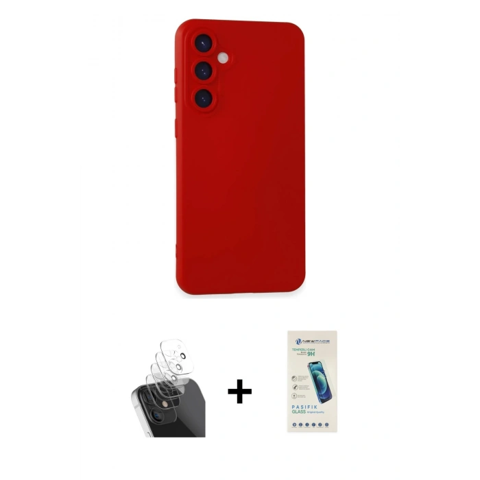 MARSİLYAN™- Galaxy S24 Plus Kılıf Ahenk Serisi - Şeffaf Pasifik Cam Ekran Koruyucu + Kamera Lens Koruma Cam - SF