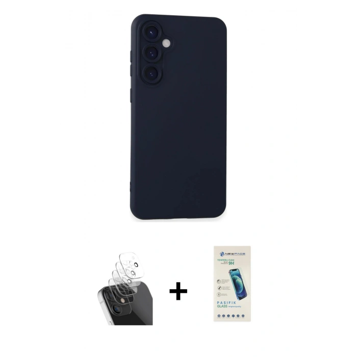 MARSİLYAN™- Galaxy S24 Plus Kılıf Ahenk Serisi - Şeffaf Pasifik Cam Ekran Koruyucu + Kamera Lens Koruma Cam - SF