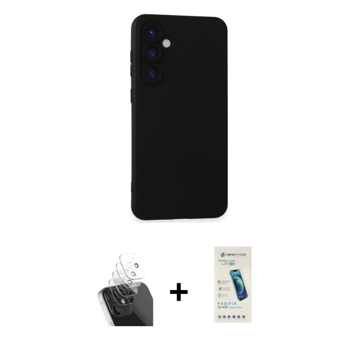 MARSİLYAN™- Galaxy S24 Plus Kılıf Ahenk Serisi - Şeffaf Pasifik Cam Ekran Koruyucu + Kamera Lens Koruma Cam - SF