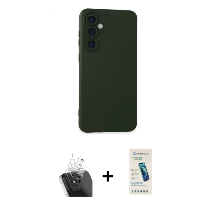 MARSİLYAN™- Galaxy S24 Plus Kılıf Ahenk Serisi - Şeffaf Pasifik Cam Ekran Koruyucu + Kamera Lens Koruma Cam - SF