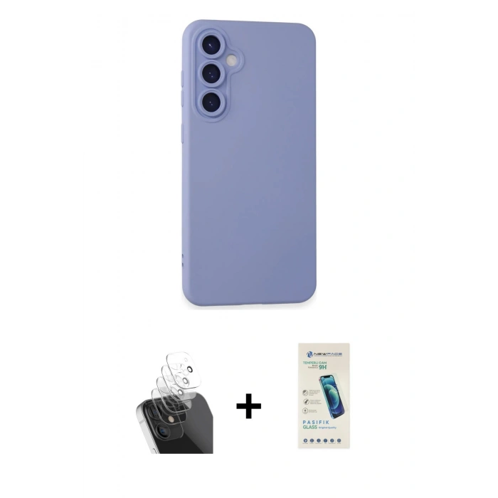 MARSİLYAN™- Galaxy S24 Plus Kılıf Ahenk Serisi - Şeffaf Pasifik Cam Ekran Koruyucu + Kamera Lens Koruma Cam - SF