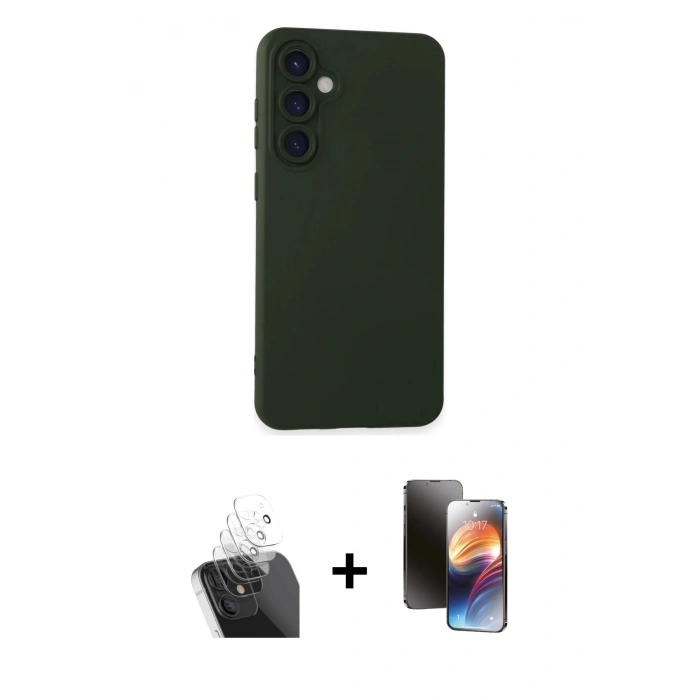 MARSİLYAN™- Galaxy S24 Plus Kılıf Ahenk Serisi - Siyah 3D Antistatik Mat Seramik Nano Ekran Koruyucu + Kamera Lens Koruma Cam - SF