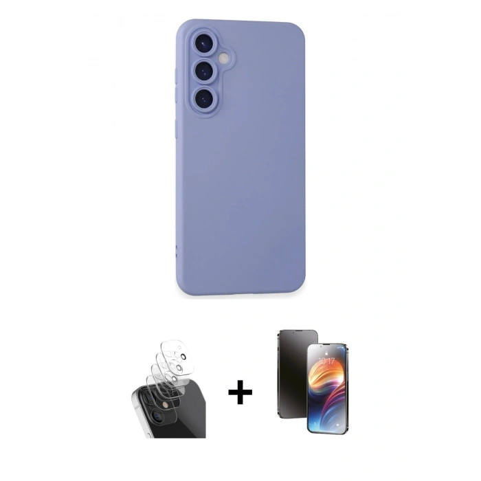 MARSİLYAN™- Galaxy S24 Plus Kılıf Ahenk Serisi - Siyah 3D Antistatik Mat Seramik Nano Ekran Koruyucu + Kamera Lens Koruma Cam - SF