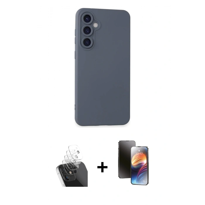 MARSİLYAN™- Galaxy S24 Plus Kılıf Ahenk Serisi - Siyah 3D Antistatik Mat Seramik Nano Ekran Koruyucu + Kamera Lens Koruma Cam - SF