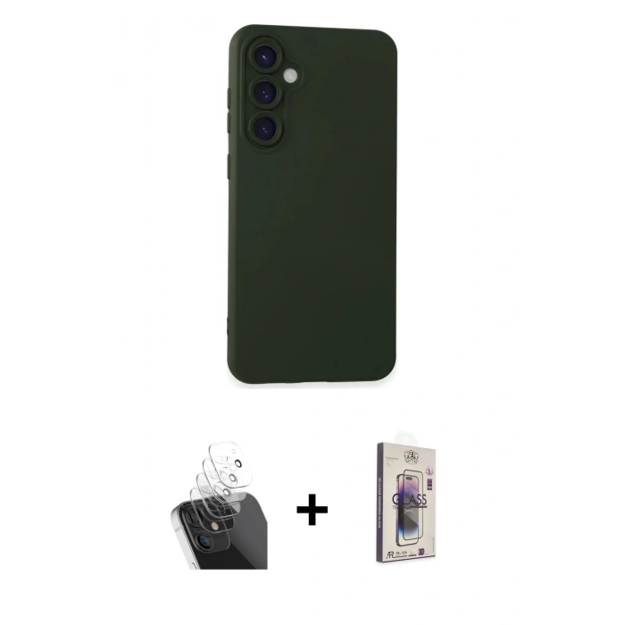 MARSİLYAN™- Galaxy S24 Plus Kılıf Ahenk Serisi - Siyah Bilvis 3D Cam Ekran Koruyucu + Kamera Lens Koruma Cam - SF