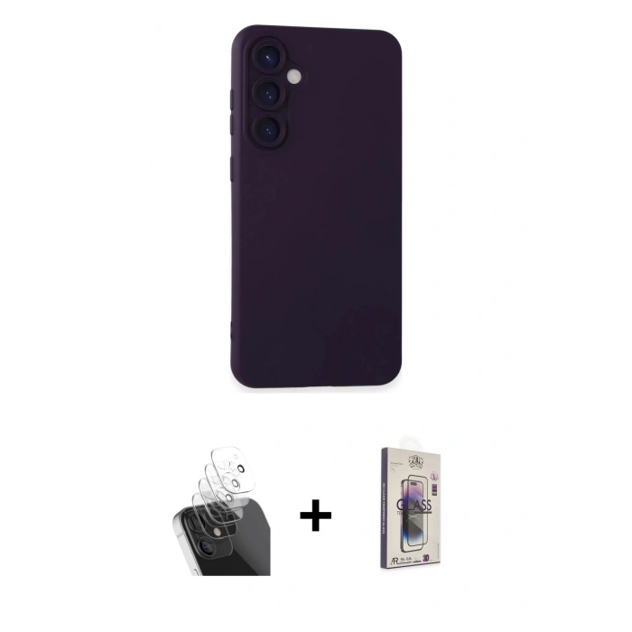 MARSİLYAN™- Galaxy S24 Plus Kılıf Ahenk Serisi - Siyah Bilvis 3D Cam Ekran Koruyucu + Kamera Lens Koruma Cam - SF