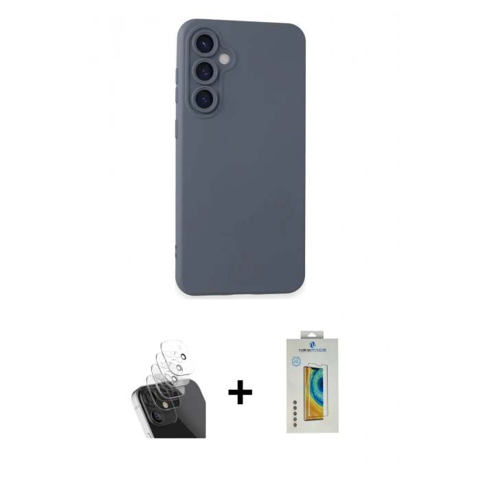 MARSİLYAN™- Galaxy S24 Plus Kılıf Ahenk Serisi - Siyah Polymer Nano Ekran Koruyucu + Şeffaf Kamera Lens Koruma Cam