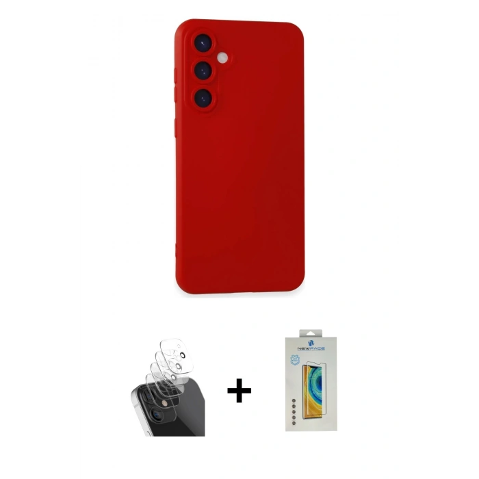 MARSİLYAN™- Galaxy S24 Plus Kılıf Ahenk Serisi - Siyah Polymer Nano Ekran Koruyucu + Şeffaf Kamera Lens Koruma Cam