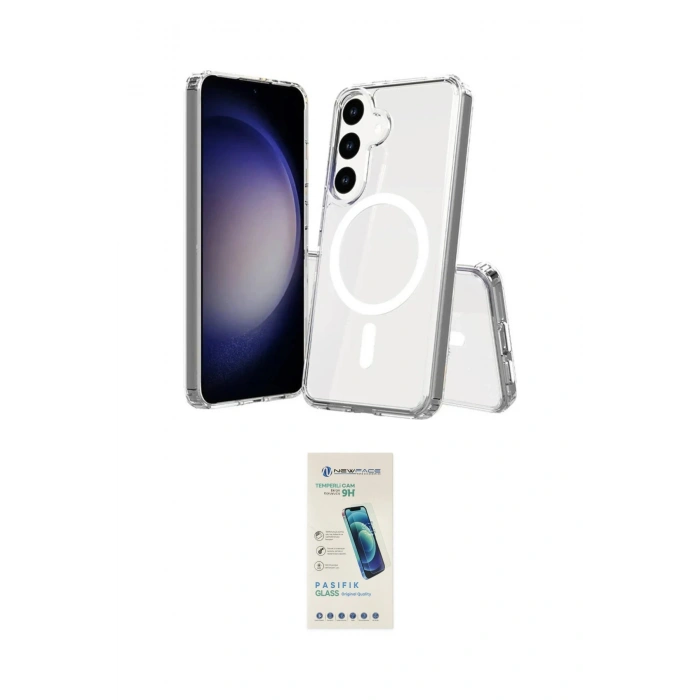 MARSİLYAN™- Galaxy S24 Plus Kılıf Ahenk Yansıma Prime - Şeffaf Pasifik Cam Ekran Koruyucu