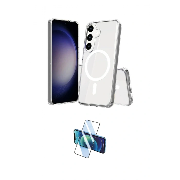 MARSİLYAN™- Galaxy S24 Plus Kılıf Ahenk Yansıma Prime - Siyah 3D Antistatik Seramik Nano Ekran Koruyucu