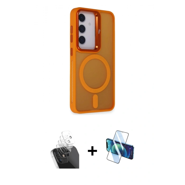 MARSİLYAN™- Galaxy S24 Plus Kılıf Akış Form - Siyah 3D Antistatik Cam Ekran Koruyucu + Kamera Lens Koruma Cam - SF