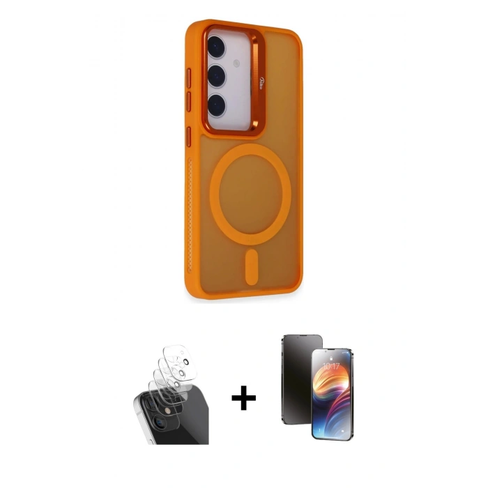 MARSİLYAN™- Galaxy S24 Plus Kılıf Akış Form - Siyah 3D Antistatik Mat Seramik Nano Ekran Koruyucu + Kamera Lens Koruma Cam - SF