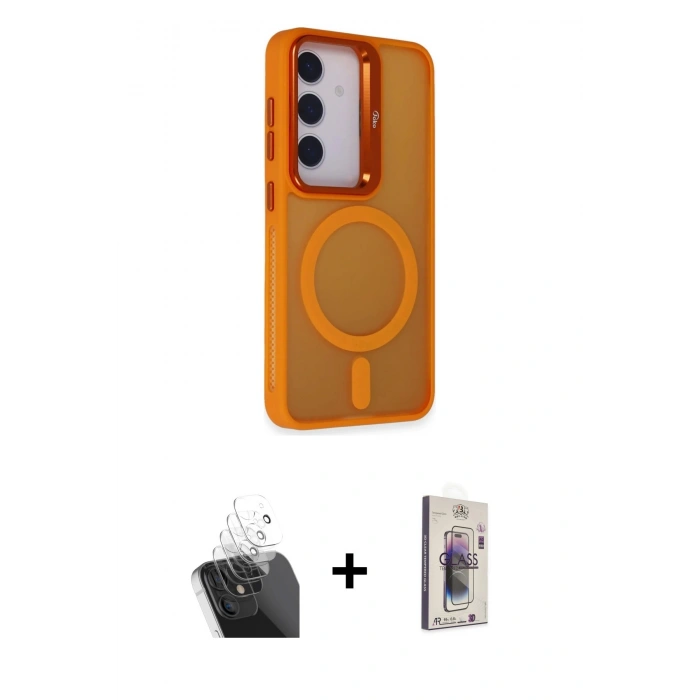 MARSİLYAN™- Galaxy S24 Plus Kılıf Akış Form - Siyah Bilvis 3D Cam Ekran Koruyucu + Kamera Lens Koruma Cam - SF