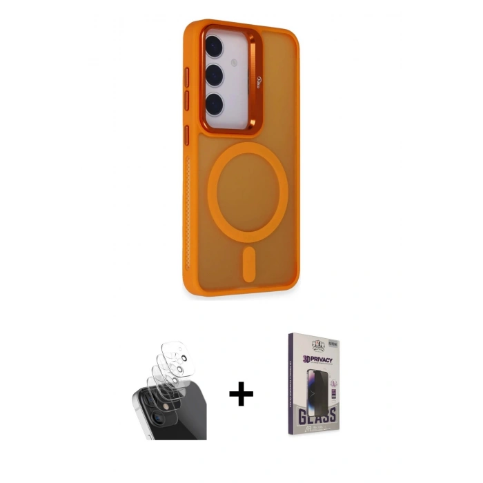 MARSİLYAN™- Galaxy S24 Plus Kılıf Akış Form - Siyah Bilvis Hayalet Cam Ekran Koruyucu + Kamera Lens Koruma Cam - SF