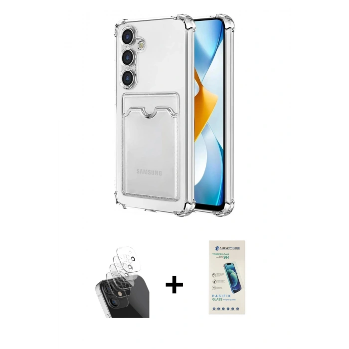 MARSİLYAN™- Galaxy S24 Plus Kılıf Doruk Klasik Koleksiyonu - Şeffaf Pasifik Cam Ekran Koruyucu + Kamera Lens Koruma Cam - SF