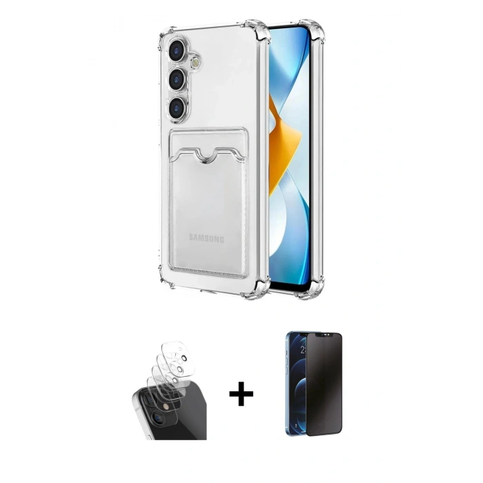 MARSİLYAN™- Galaxy S24 Plus Kılıf Doruk Klasik Koleksiyonu - Siyah 3D Antistatik Hayalet Cam Ekran Koruyucu + Kamera Lens Koruma Cam - SF