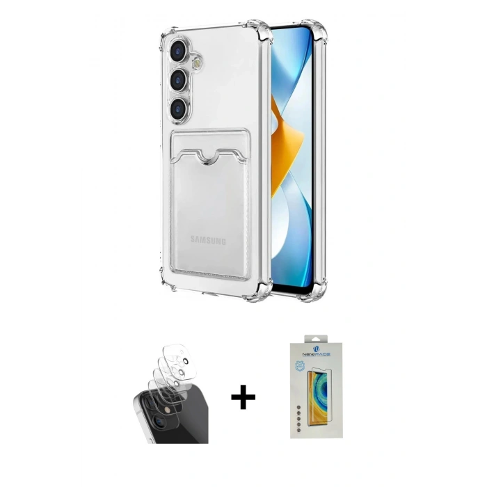 MARSİLYAN™- Galaxy S24 Plus Kılıf Doruk Klasik Koleksiyonu - Siyah Polymer Nano Ekran Koruyucu + Kamera Lens Koruma Cam - SF