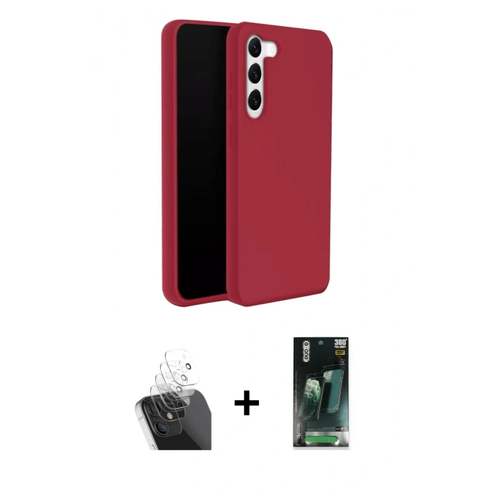MARSİLYAN™- Galaxy S24 Plus Kılıf Kozmos Yansıma Özel Seri - Siyah 360 Mat Full Body Arka Koruyucu + Kamera Lens Koruma Cam - SF