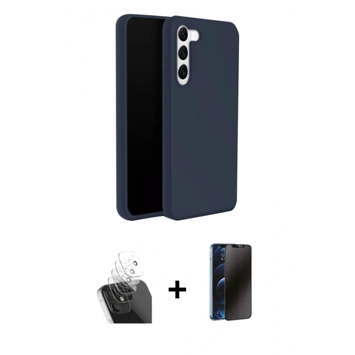 MARSİLYAN™- Galaxy S24 Plus Kılıf Kozmos Yansıma Özel Seri - Siyah 3D Antistatik Hayalet Cam Ekran Koruyucu + Kamera Lens Koruma Cam - SF