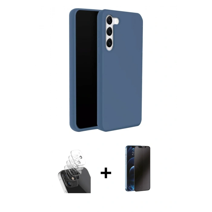 MARSİLYAN™- Galaxy S24 Plus Kılıf Kozmos Yansıma Özel Seri - Siyah 3D Antistatik Hayalet Cam Ekran Koruyucu + Kamera Lens Koruma Cam - SF