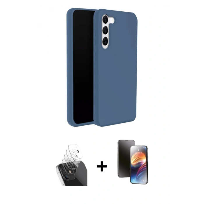 MARSİLYAN™- Galaxy S24 Plus Kılıf Kozmos Yansıma Özel Seri - Siyah 3D Antistatik Mat Seramik Nano Ekran Koruyucu + Kamera Lens Koruma Cam - SF