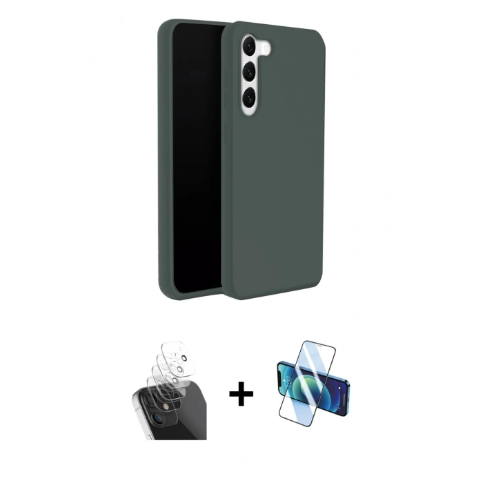 MARSİLYAN™- Galaxy S24 Plus Kılıf Kozmos Yansıma Özel Seri - Siyah 3D Antistatik Seramik Nano Ekran Koruyucu + Şeffaf Kamera Lens Koruma Cam