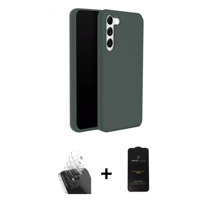 MARSİLYAN™- Galaxy S24 Plus Kılıf Kozmos Yansıma Özel Seri - Siyah 6D Antistatik Mat Seramik Hayalet Nano Ekran Koruyucu + Kamera Lens Koruma Cam - SF