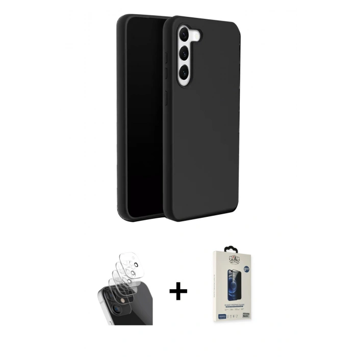 MARSİLYAN™- Galaxy S24 Plus Kılıf Kozmos Yansıma Özel Seri - Siyah Bilvis Hayalet Cam Ekran Koruyucu + Kamera Lens Koruma Cam - SF
