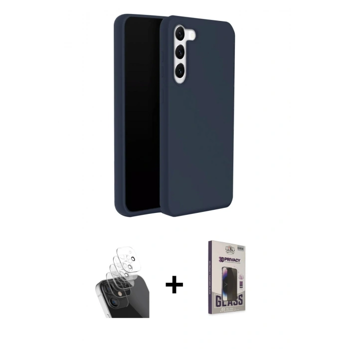 MARSİLYAN™- Galaxy S24 Plus Kılıf Kozmos Yansıma Özel Seri - Siyah Bilvis Hayalet Cam Ekran Koruyucu + Kamera Lens Koruma Cam - SF
