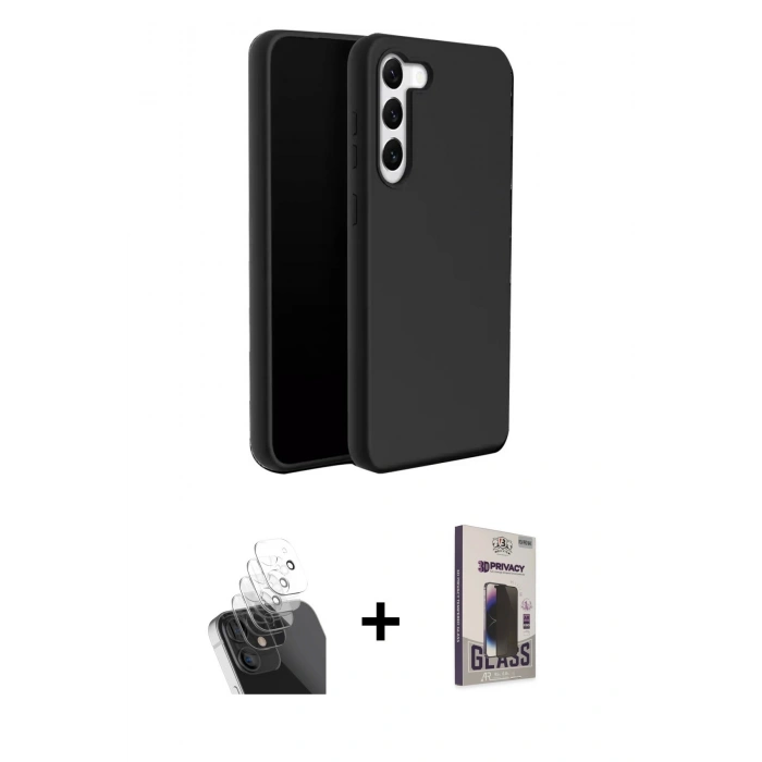 MARSİLYAN™- Galaxy S24 Plus Kılıf Kozmos Yansıma Özel Seri - Siyah Bilvis Hayalet Cam Ekran Koruyucu + Kamera Lens Koruma Cam - SF
