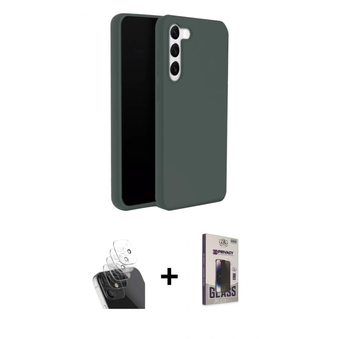 MARSİLYAN™- Galaxy S24 Plus Kılıf Kozmos Yansıma Özel Seri - Siyah Bilvis Hayalet Cam Ekran Koruyucu + Kamera Lens Koruma Cam - SF