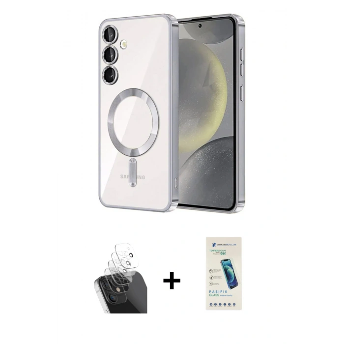 MARSİLYAN™- Galaxy S24 Plus Kılıf Nova Işık Özel Seri - Şeffaf Pasifik Cam Ekran Koruyucu + Kamera Lens Koruma Cam - SF