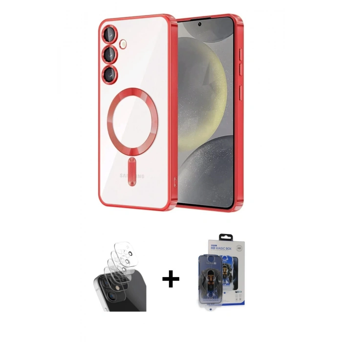 MARSİLYAN™- Galaxy S24 Plus Kılıf Nova Işık Özel Seri - Siyah Vanessa Magic Cam + Kamera Lens Koruma Cam - SF