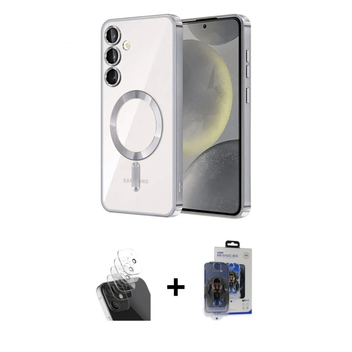 MARSİLYAN™- Galaxy S24 Plus Kılıf Nova Işık Özel Seri - Siyah Vanessa Magic Cam + Kamera Lens Koruma Cam - SF