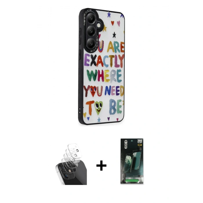 MARSİLYAN™- Galaxy S24 Plus Kılıf Odak Klasik Serisi - Siyah 360 Mat Full Body Arka Koruyucu + Kamera Lens Koruma Cam - SF
