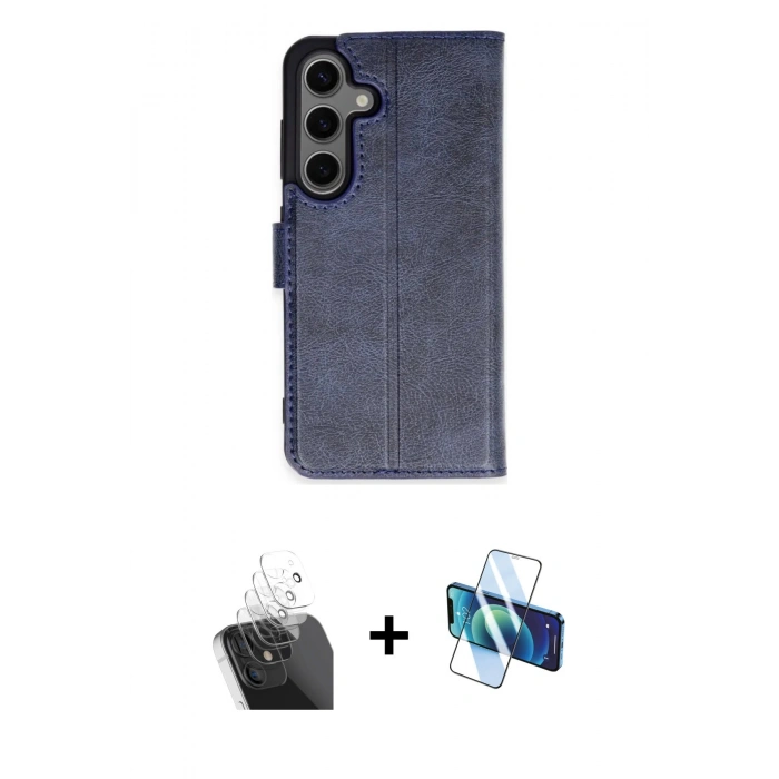MARSİLYAN™- Galaxy S24 Plus Kılıf Siluet Işık Serisi - Siyah 3D Antistatik Cam Ekran Koruyucu + Kamera Lens Koruma Cam - SF
