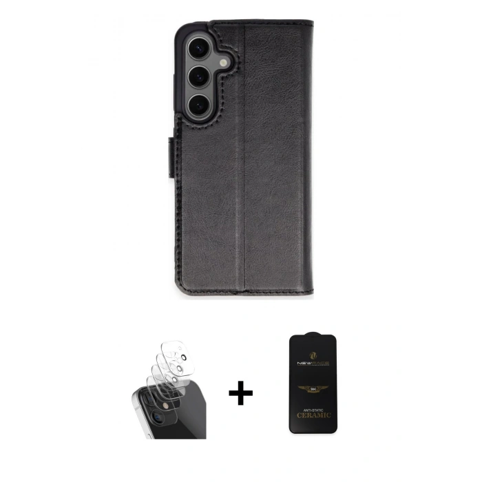 MARSİLYAN™- Galaxy S24 Plus Kılıf Siluet Işık Serisi - Siyah 6D Antistatik Mat Seramik Hayalet Nano Ekran Koruyucu + Kamera Lens Koruma Cam - SF