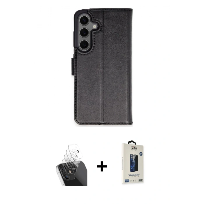 MARSİLYAN™- Galaxy S24 Plus Kılıf Siluet Işık Serisi - Siyah Bilvis Hayalet Cam Ekran Koruyucu + Kamera Lens Koruma Cam - SF